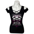 Ladies Ride A Biker Cut Shoulder Chest Detail Shirt