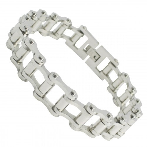 Stainless Steel Silver Motorcycle Chain Bracelet 12mm