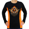 SPECIAL EDITION Ladies 2023 Laconia Motorcycle Week One Eyed Jack's Saloon Flaming Spade Two Toned Long Sleeve Shirt