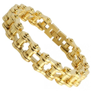 Stainless Steel Gold PVD Biker Chain Bracelet