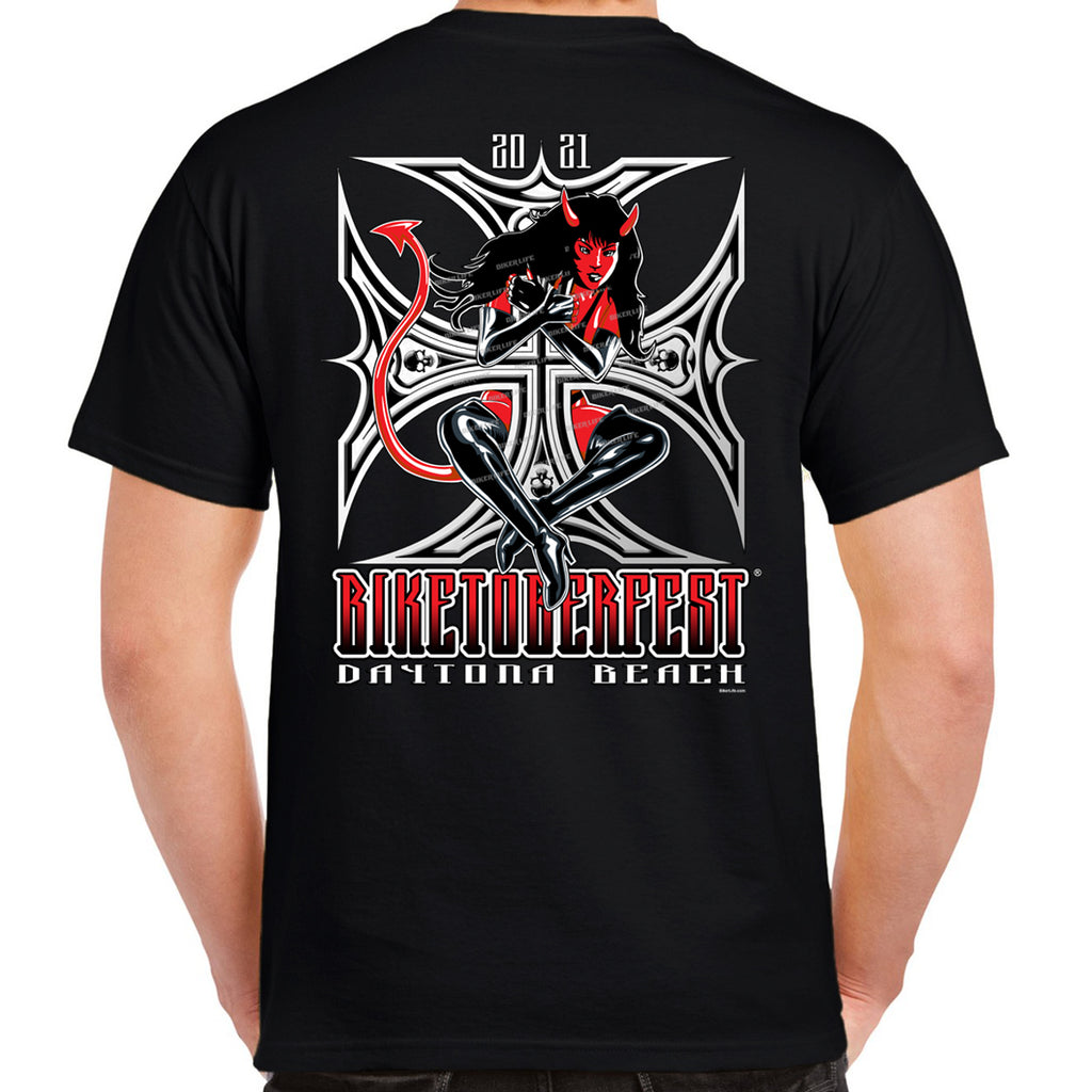 2021 Biketoberfest Daytona Beach Crossed Devil Girl T-Shirt