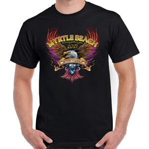 2021 Myrtle Beach Motorcycle Rally Flaming Eagle Engine T-Shirt