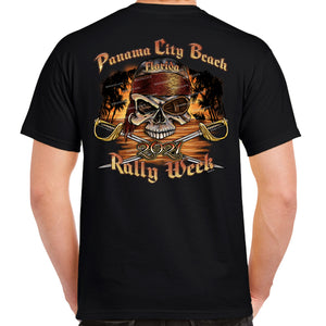 2021 Panama City Beach Rally Week Pirate Skull T-Shirt