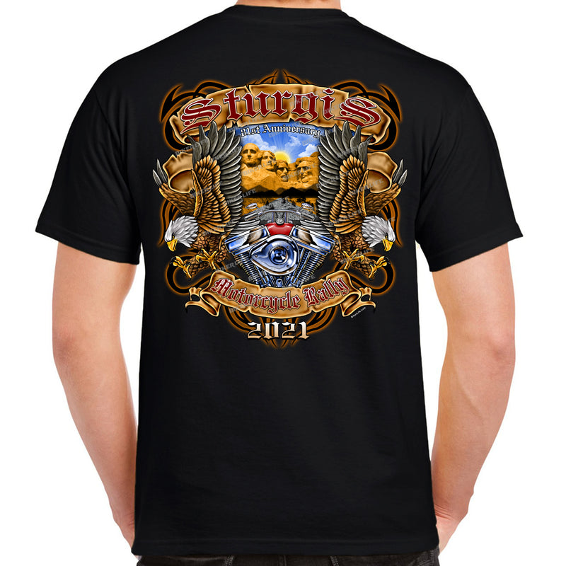 2021 Sturgis Motorcycle Rally Mt. Rushmore Eagle Tribal T-Shirt