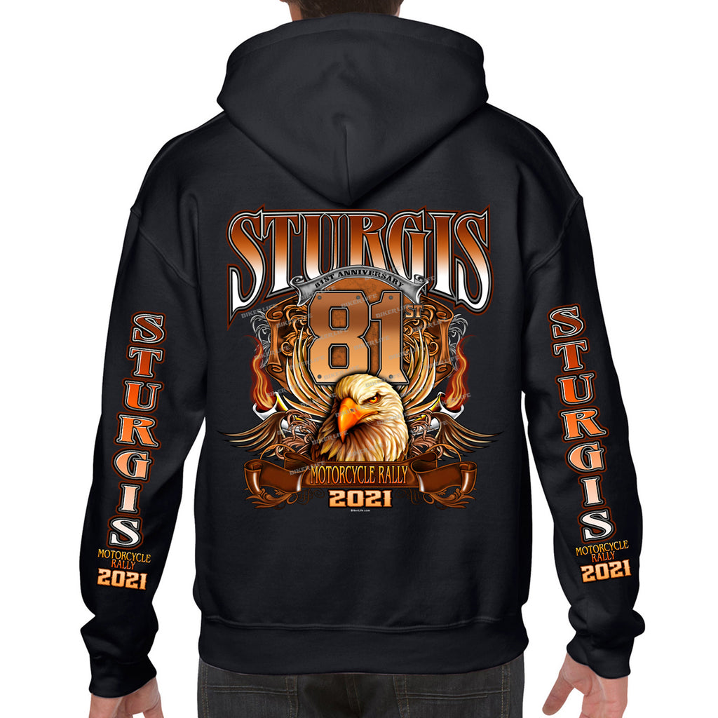 2021 Sturgis Motorcycle Rally Big Banner Eagle Pullover Hoodie