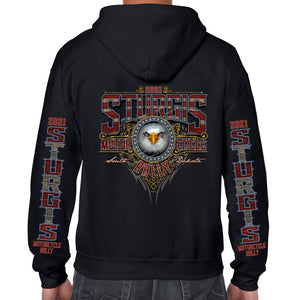 2021 Sturgis Motorcycle Rally Vintage Eagle Zip-Up Hoodie