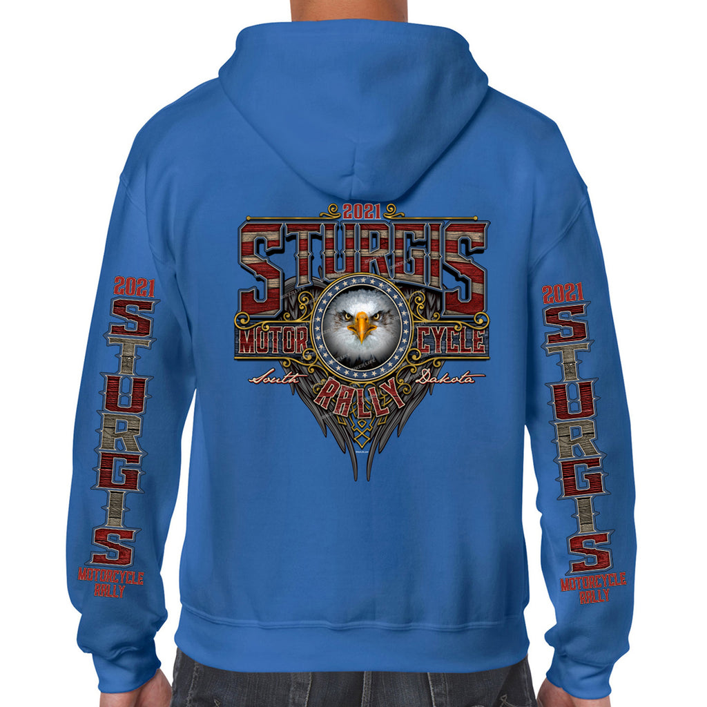 2021 Sturgis Motorcycle Rally Vintage Eagle Zip-Up Hoodie
