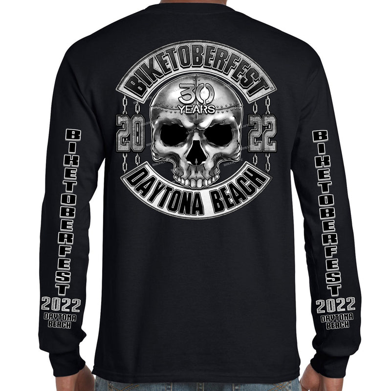 2022 Biketoberfest Daytona Beach Iron Skull Long Sleeve T-Shirt