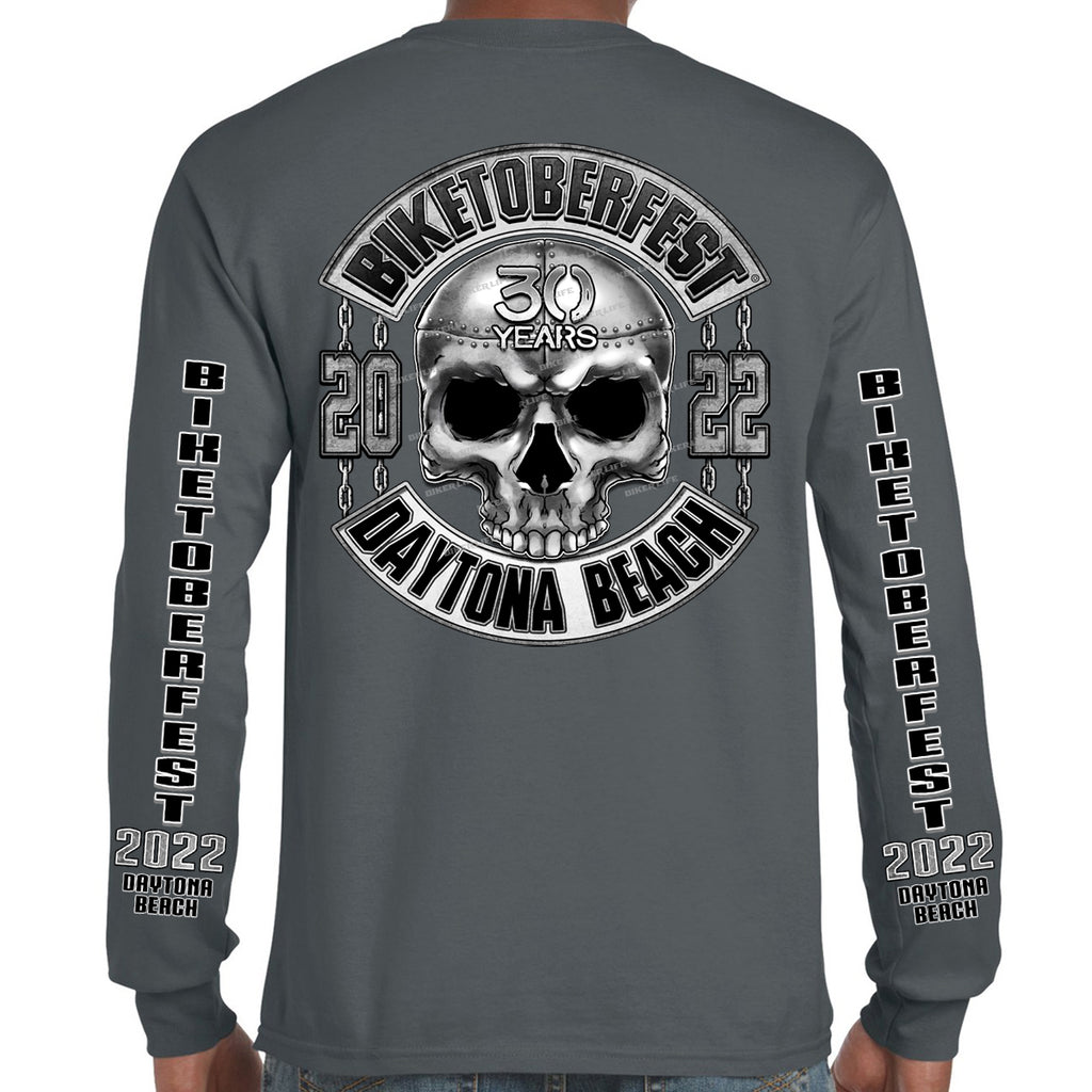 2022 Biketoberfest Daytona Beach Iron Skull Long Sleeve T-Shirt