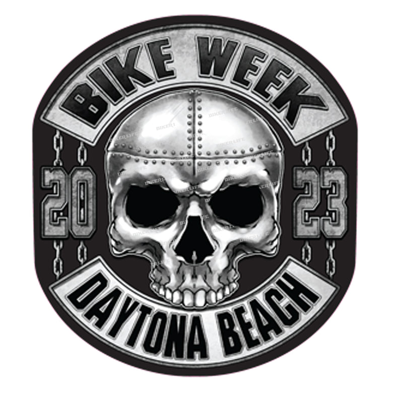 2023 Bike Week Daytona Beach Iron Chain Skull Sticker