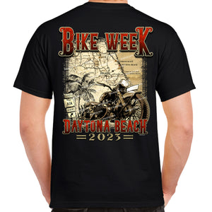2023 Bike Week Daytona Beach Vintage Map Pocket T-Shirt