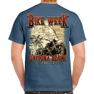 2023 Bike Week Daytona Beach Vintage Map T-Shirt