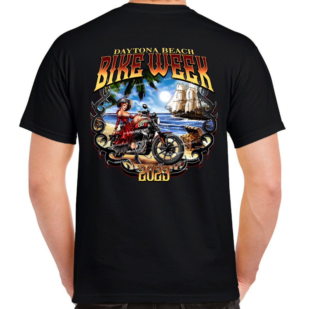 2023 Bike Week Daytona Beach Rockabilly Pirate Pin-up T-Shirt