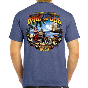 2023 Bike Week Daytona Beach Rockabilly Pirate Pin-up T-Shirt