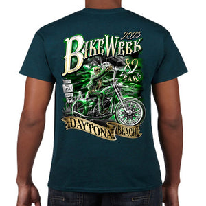 2023 Bike Week Daytona Beach Green Skeleton Rider T-Shirt