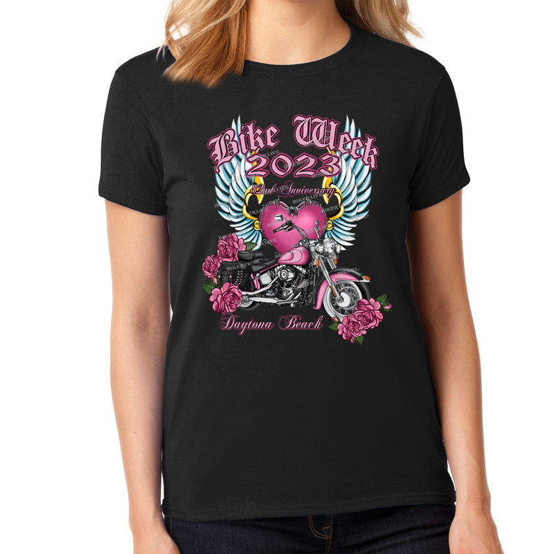 Ladies Missy Cut 2023 Bike Week Daytona Beach Asphalt Angel T-Shirt
