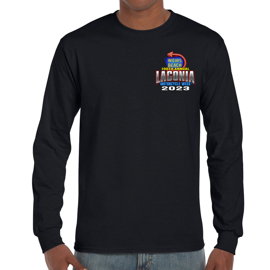 2023 Laconia Motorcycle Week Weirs Beach Neon Sign Long Sleeve
