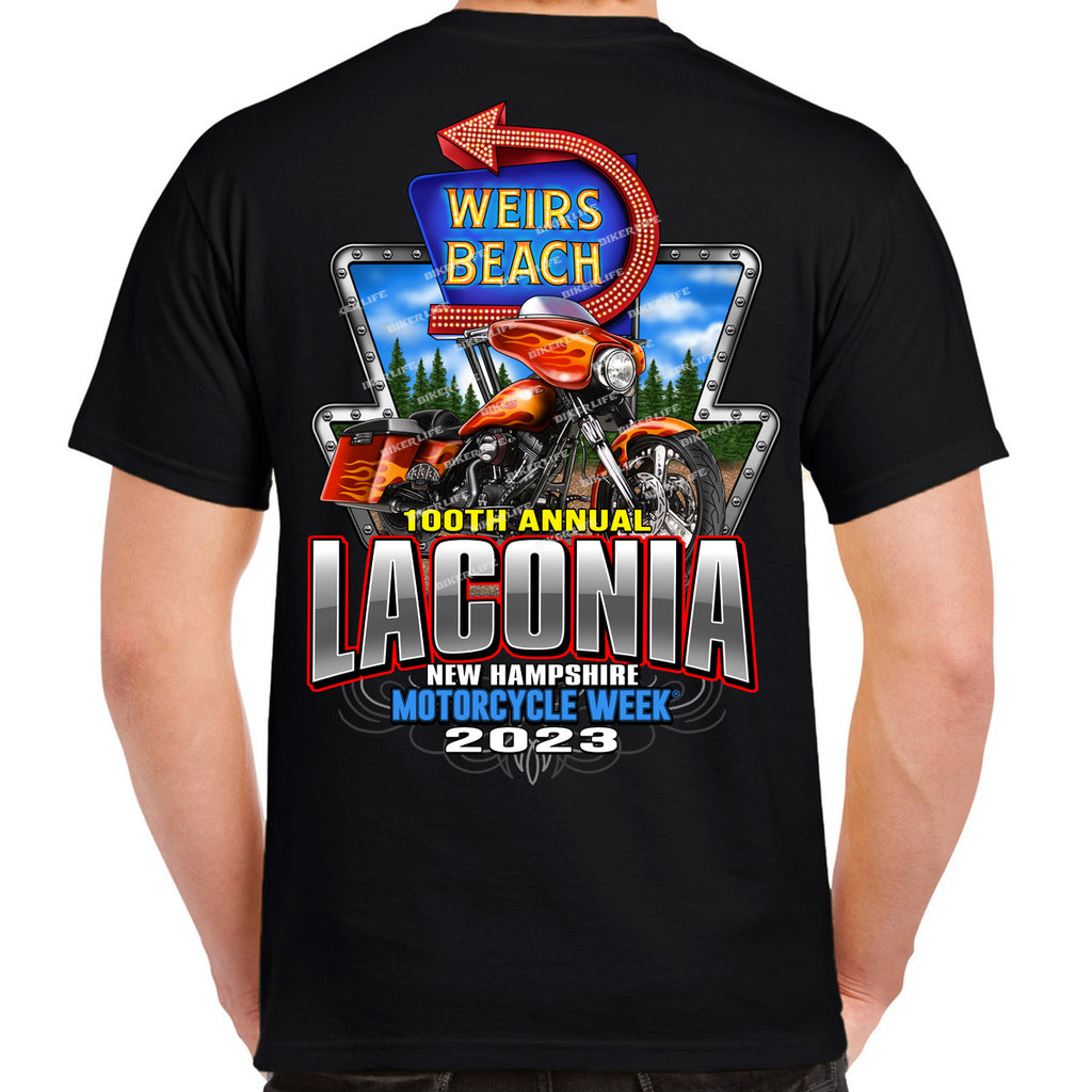 2023 Laconia Motorcycle Week Weirs Beach Neon Sign T-Shirt