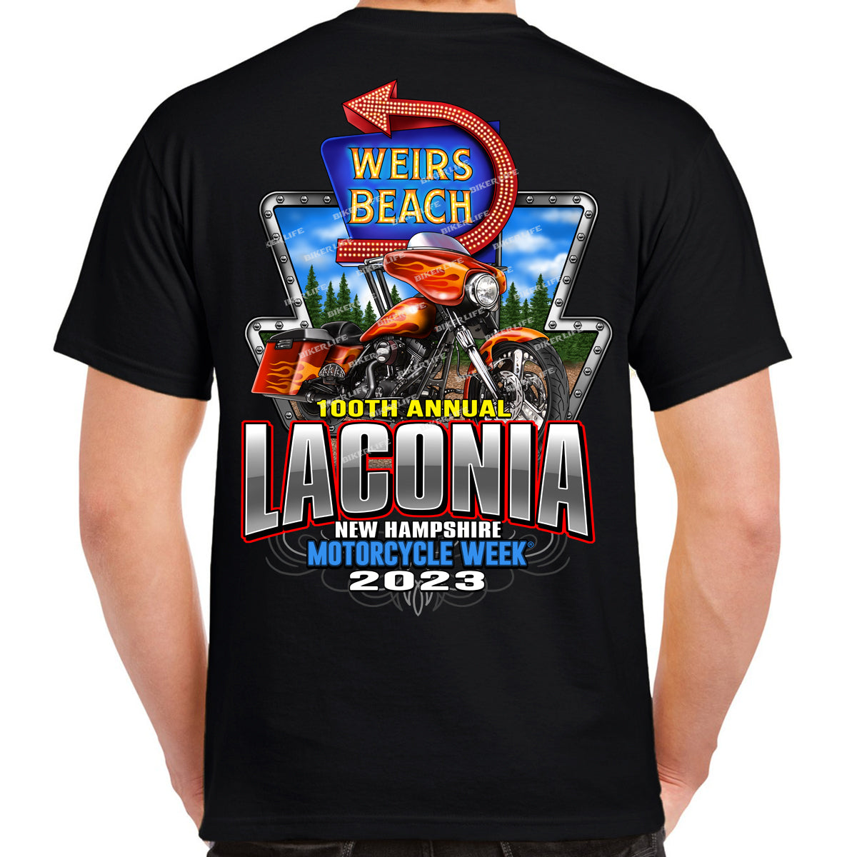 2023 Laconia Motorcycle Week 100 Years Finish Line T-Shirt – Biker Life  Clothing