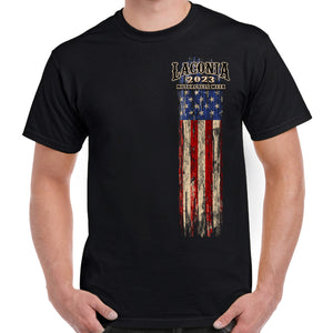 2023 Laconia Motorcycle Week Skull Flag T-Shirt