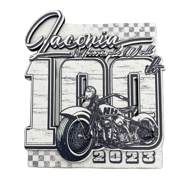 2023 Laconia Motorcycle Week 100 Years Finish Line Wooden 3D Magnet
