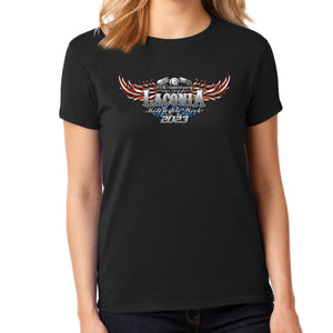Ladies Missy Cut 2023 Laconia Motorcycle Week American Woman T-Shirt