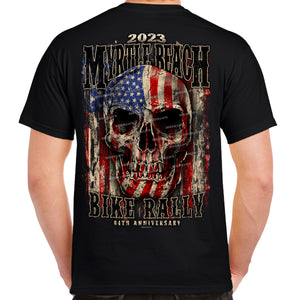 2023 Myrtle Beach Bike Rally Skull Flag T-Shirt