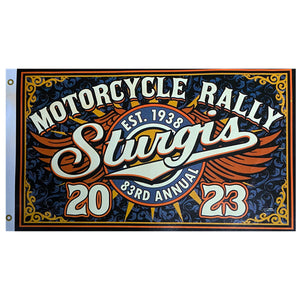 2023 Sturgis Motorcycle Rally Script Wings Flag