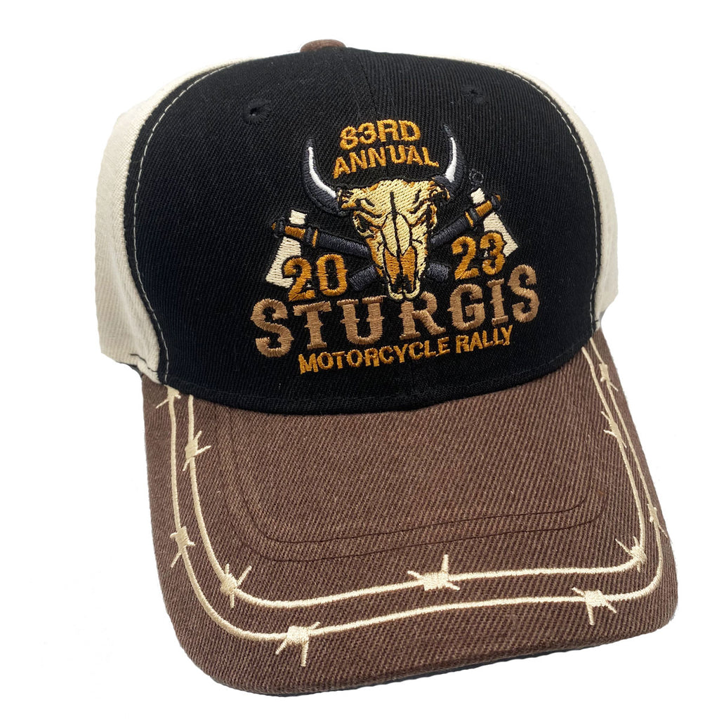 2023 Sturgis Motorcycle Rally Steer Barbed Wire & Axe Embroidered Hat
