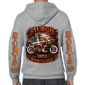 2023 Sturgis Motorcycle Rally Rockin' Bike USA Zip-Up Hoodie