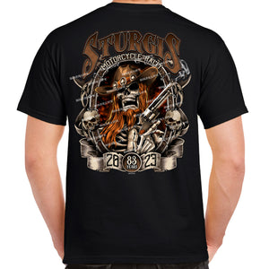 2023 Sturgis Motorcycle Rally Western Skull Gun Smokin T-Shirt