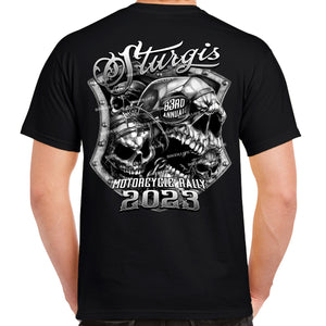 2023 Sturgis Motorcycle Rally Medieval Skull Shield T-Shirt