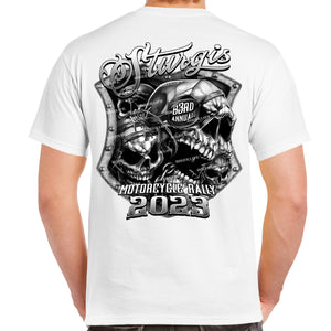 2023 Sturgis Motorcycle Rally Medieval Skull Shield T-Shirt