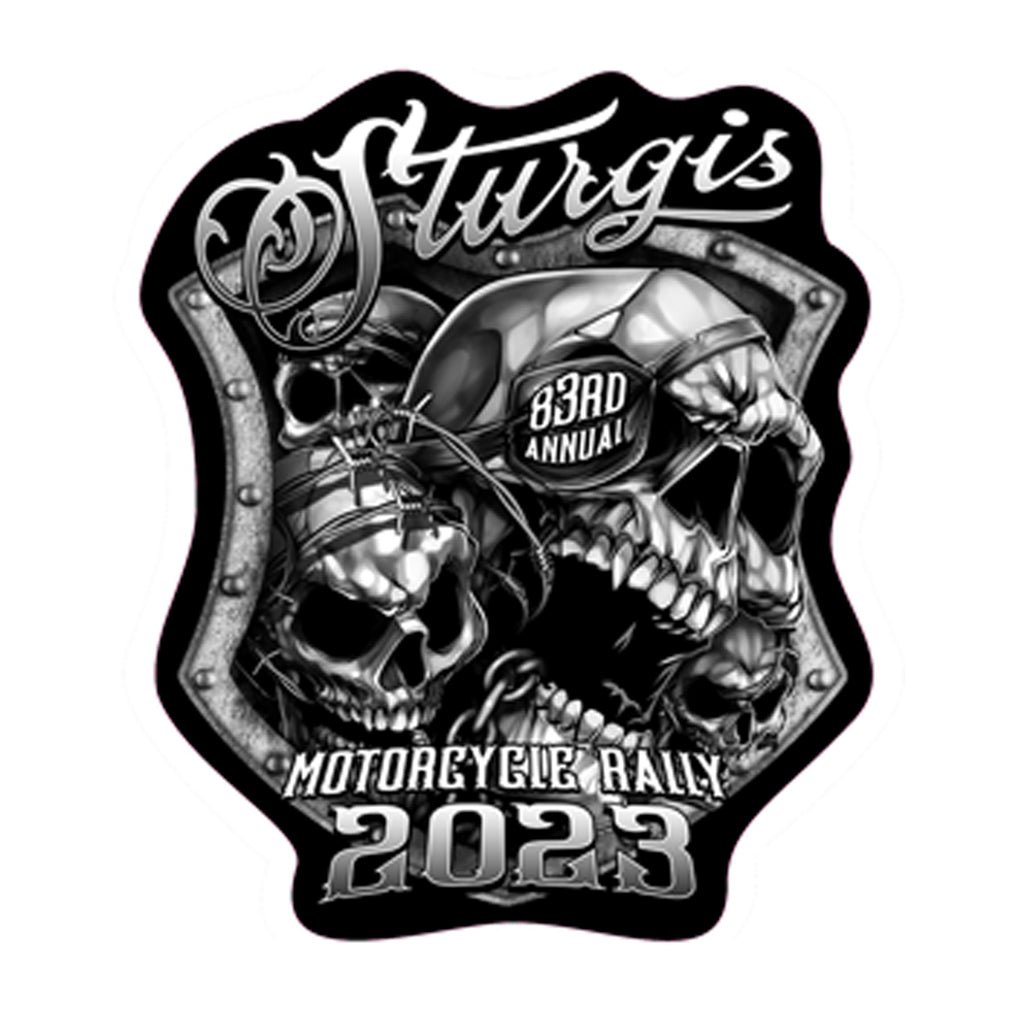 2023 Sturgis Motorcycle Rally Medieval Skull Shield Sticker