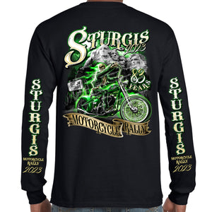2023 Sturgis Motorcycle Rally Green Skeleton Rider Long Sleeve