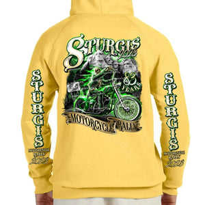 2023 Sturgis Motorcycle Rally Green Skeleton Rider Pull-Over Hoodie