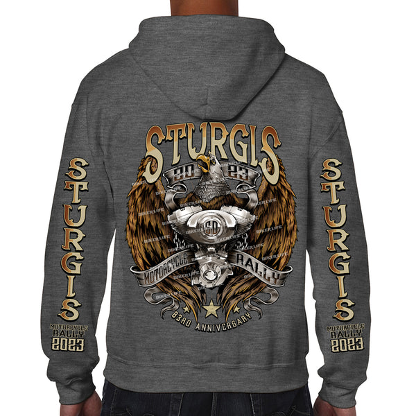 2023 Sturgis Motorcycle Rally Flying V Twin Eagle Zip-Up Hoodie – Biker  Life Clothing