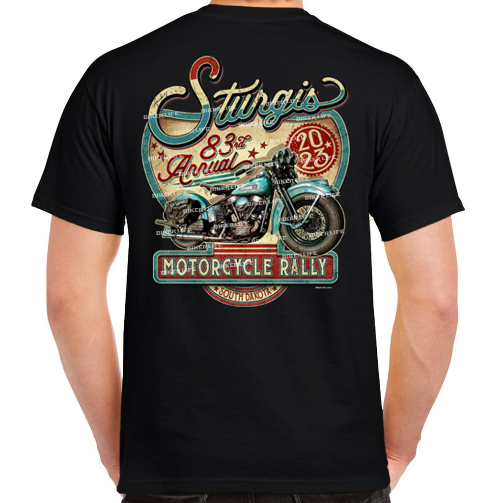 2023 Sturgis Motorcycle Rally Retro Biker Shield T-Shirt