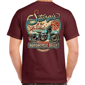 2023 Sturgis Motorcycle Rally Retro Biker Shield T-Shirt