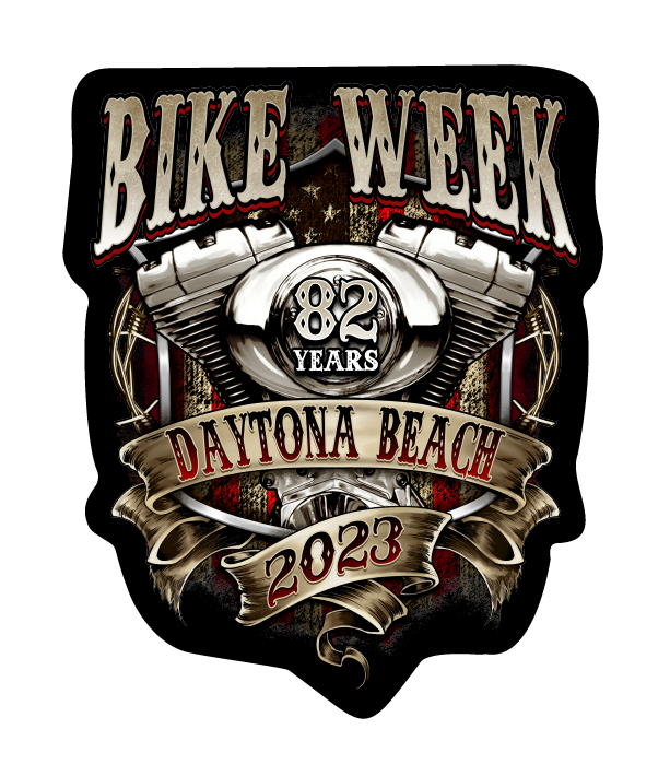 2023 Bike Week Daytona Beach Rustic Ribboned Engine Sticker