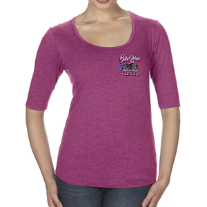 Ladies 2022 Bike Week Daytona Beach Pink Bike Deep Scoop 1/2-Sleeve T-Shirt