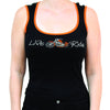 Ladies Live Ride Motorcycle Rhinestone Wide Scoop Neck Tank