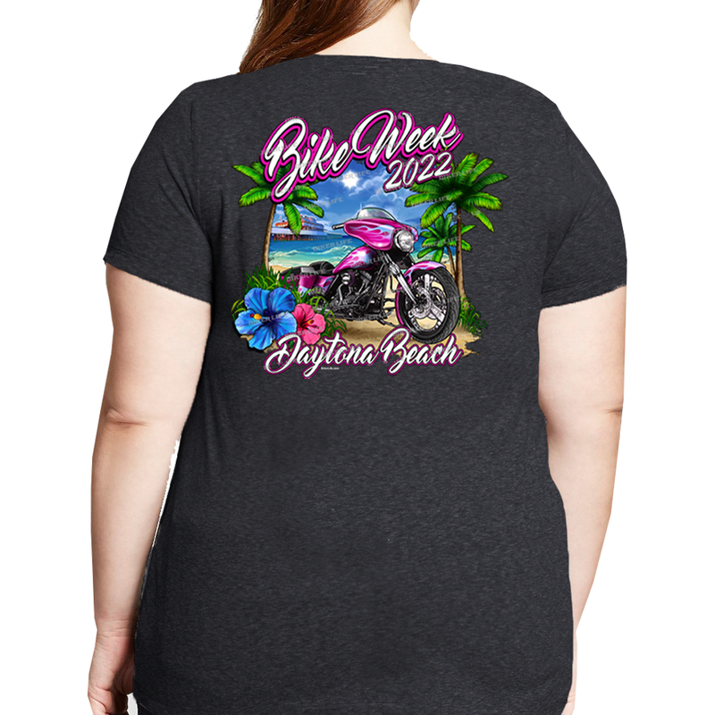 2022 Ladies Bike Week Daytona Beach Pink Bike Misses Plus Scoop Neck T-Shirt