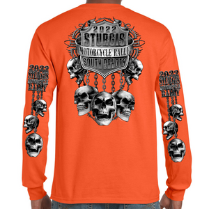 2022 Sturgis Motorcycle Rally Chained Skull Long Sleeve T-Shirt