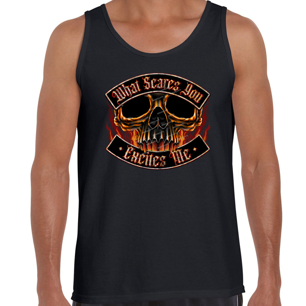 What Scares You Excites Me Flame Skull Tank Top