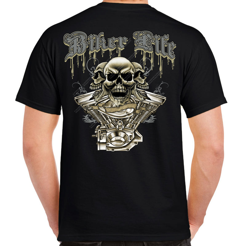 Biker Life Skull Engine T-Shirt