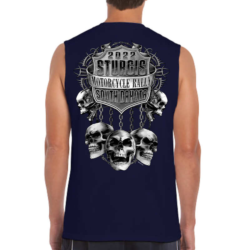 2022 Sturgis Motorcycle Rally Chained Skull Muscle Shirt