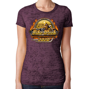 Ladies Jr. Cut 2020 Bike Week Daytona Beach Official Logo Burnout T-Shirt