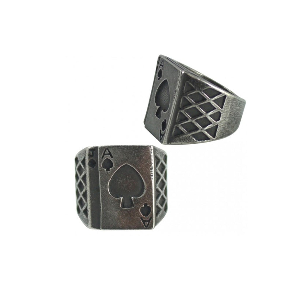 Ace Of Cards Stainless Steel Biker Ring