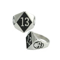 Lucky 13 Skull Accent Stainless Steel Biker Ring